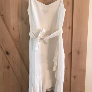 Banana Republic white linen spaghetti strap dress